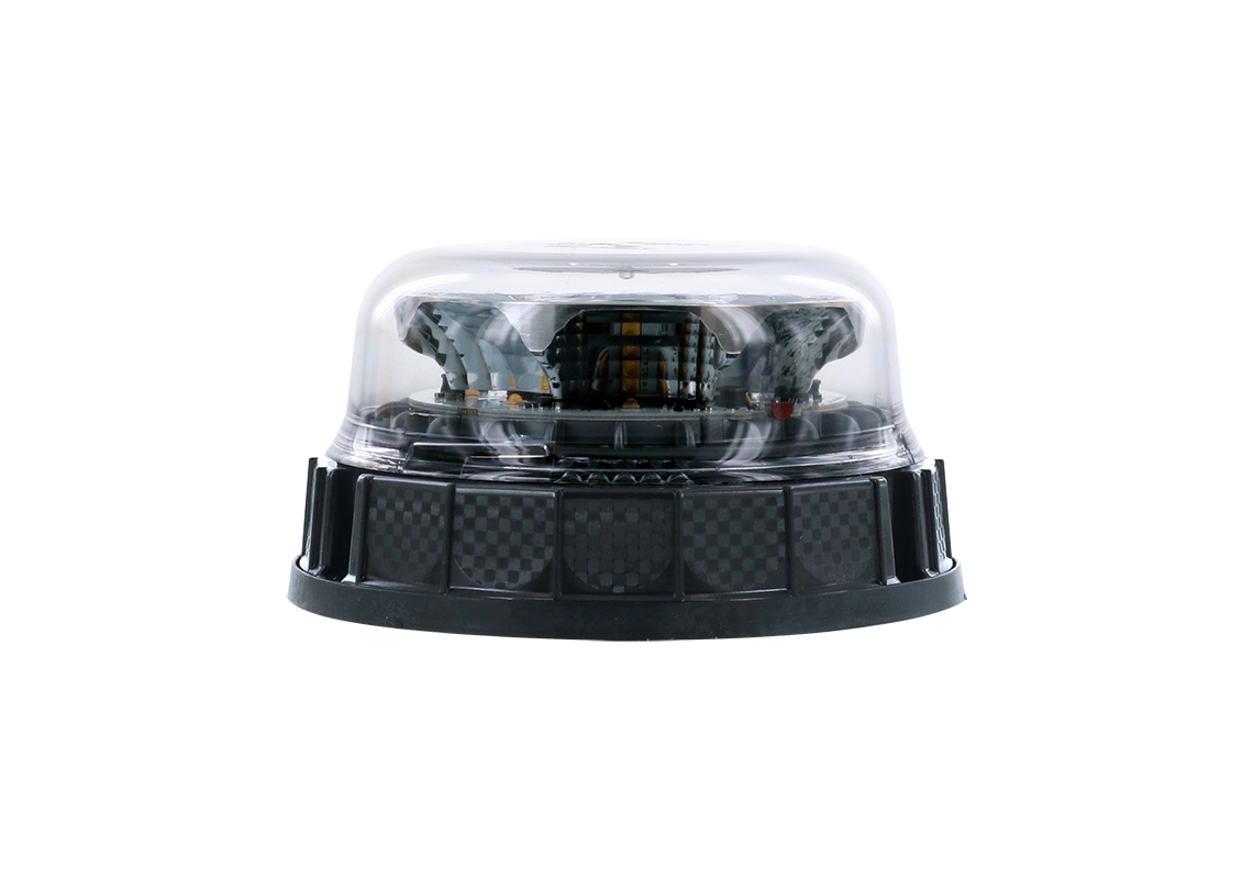 LED Blitz- und Rundumkennleuchte PEGASUS zum Anschrauben 3 Funktionen ( rotierend, Blitz, Doppelblitz), weiße Lichtscheibe, gelb LEDs - Vignal