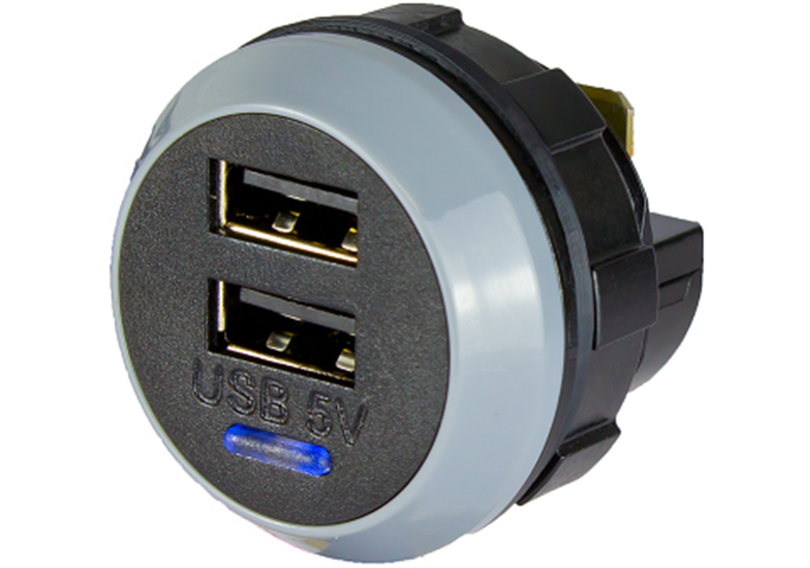 Prise USB double en porcelaine ronde vendue sans son cache
