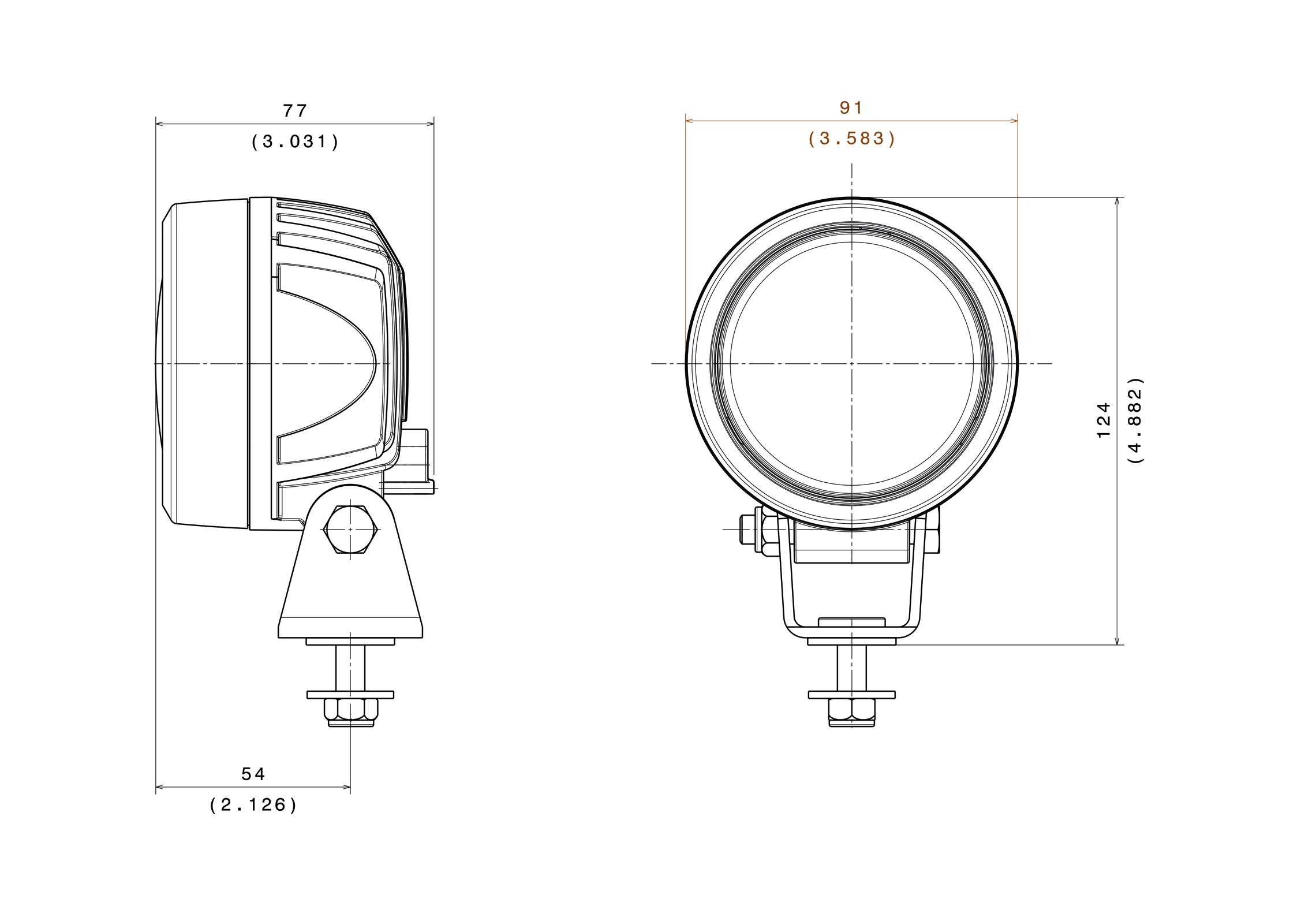 LED Arbeitsscheinwerfer CARBONLUX rund Durchmesser 164mm - Kabel - Vignal