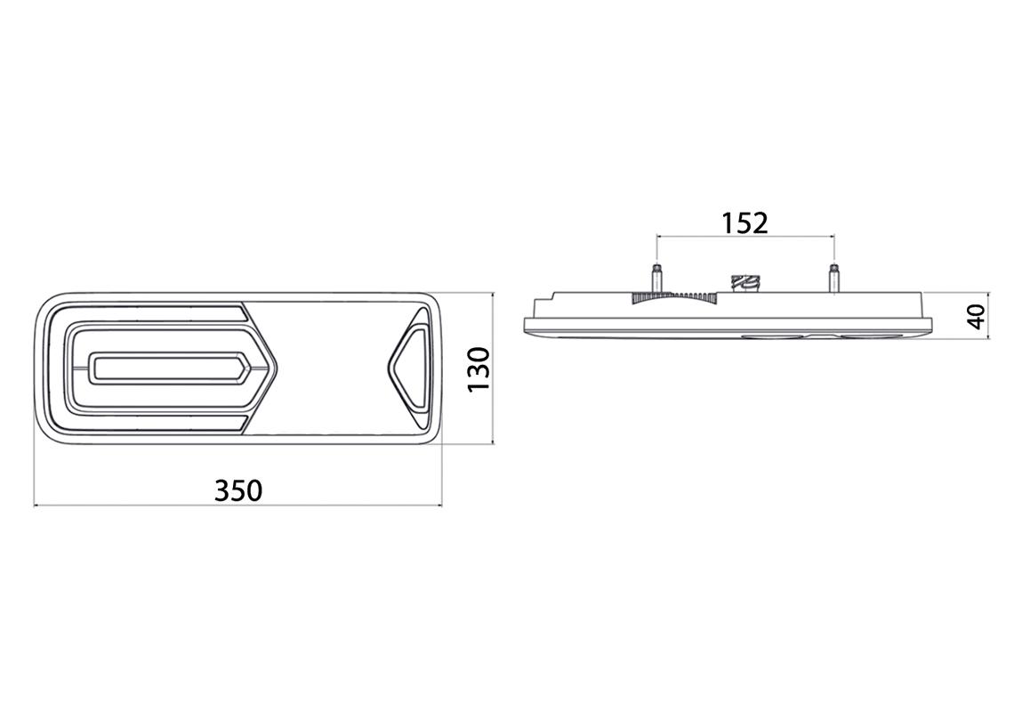 Rear lamp LED GLOWING Left 24V, additional conns, reflector 