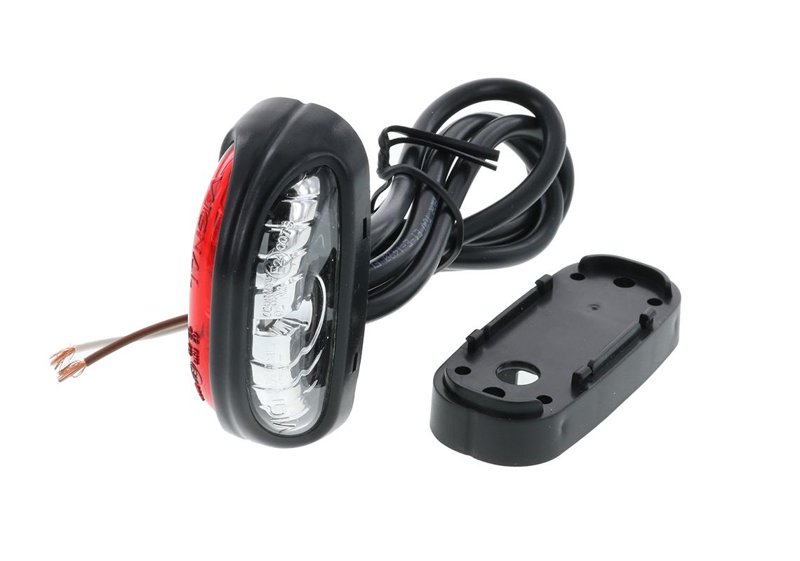 2 Feux De Gabarit LED Rouge/Orange 12-24V - Cabochon Fumée, Base Caoutchouc, Pour Camion Remorque Fourgon Agricole - 2
