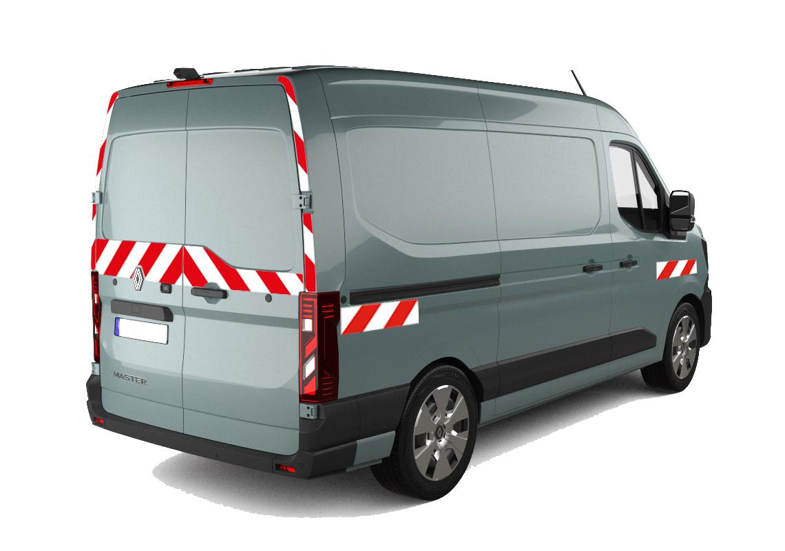 Kit Complet Bandes Réfléchissantes 3M Rouge-Blanc Classe A Pour Renault Master H2 (2019+) – Avant, Arrière + Latéraux – Conforme Législation